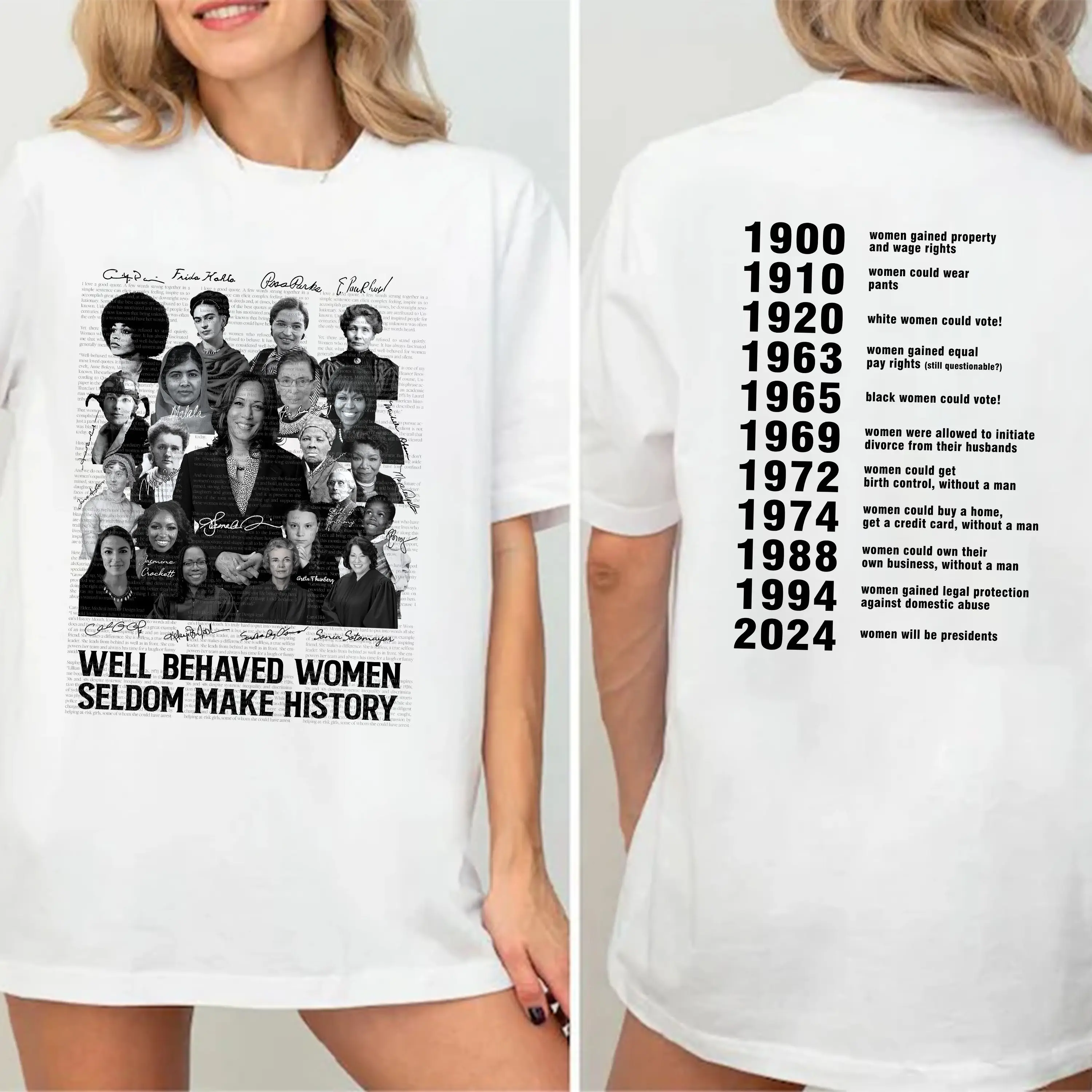 2 Sided - Well-behaved Women Seldom Make History , Harris Walz 2024 shirt Womenswear Feminist Witchy