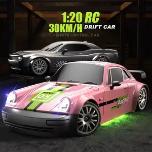 1:20 4WD RC Drift Car, 2.4G Remote Control, Dual-Mode Race/Drift Tires, Full-Body LED Lights with Chassis Ambient Light, USB Rechargeable Racing Car, Birthday Toy Gift for Boys & Adults