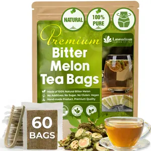 Bitter Melon Tea Bags, 100% Natural & Pure Bitter Melon. Bitter Melon Herbal Tea. Bitter-Melon Fruit Tea. No Sugar, No Caffeine, No Gluten, Vegan. Beverage