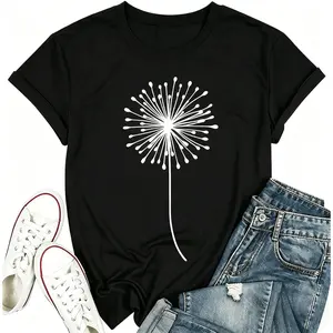 Womens Dandelion T Shirts Sunflower Graphic Casual Tees Short Sleeve Tops