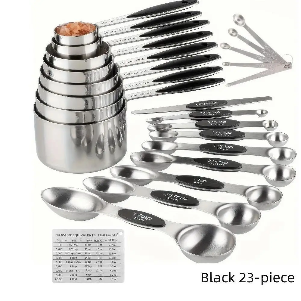 Stainless Steel Measuring Spoon & Cup Set, 8/17/23pcs/set Modern Measuring Spoon Set, Essential Baking Tools, Kitchen Gadgets for Home and Professiona