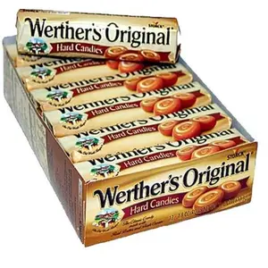 Werther's Original Caramel Hard Candies 12 ct. - Sweet and Hard Candy with Caramel Flavor - 12 Count Pack Snack Butter Salt Milk