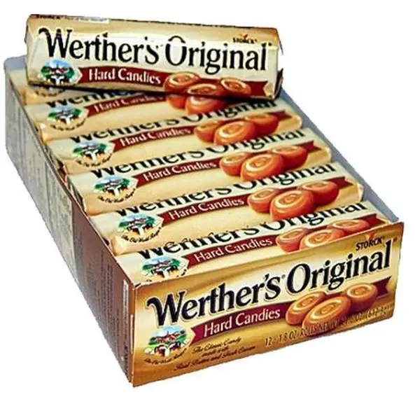 Werther's Original Caramel Hard Candies 12 ct. - Sweet and Hard Candy with Caramel Flavor - 12 Count Pack Snack Butter Salt Milk