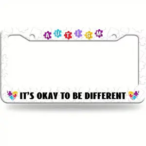 Autism License Plate Holder for Raising Awareness with Colorful Puzzle Heart Design