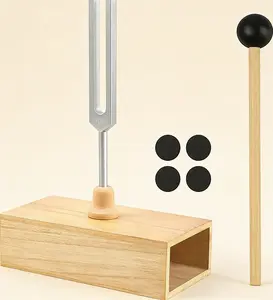 432 Hz Tuning Fork Set with Wooden Resonator Box for Sound Healing, Yoga & Stress Relief