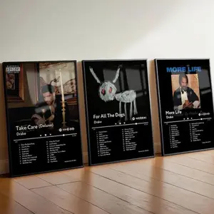 [Sale off up to 50% - Ends soon] Set of 3 Dr4ke Rapper Premium Wall Art Poster Unframed HD Print Home Office Decor Unique Trendy Gift