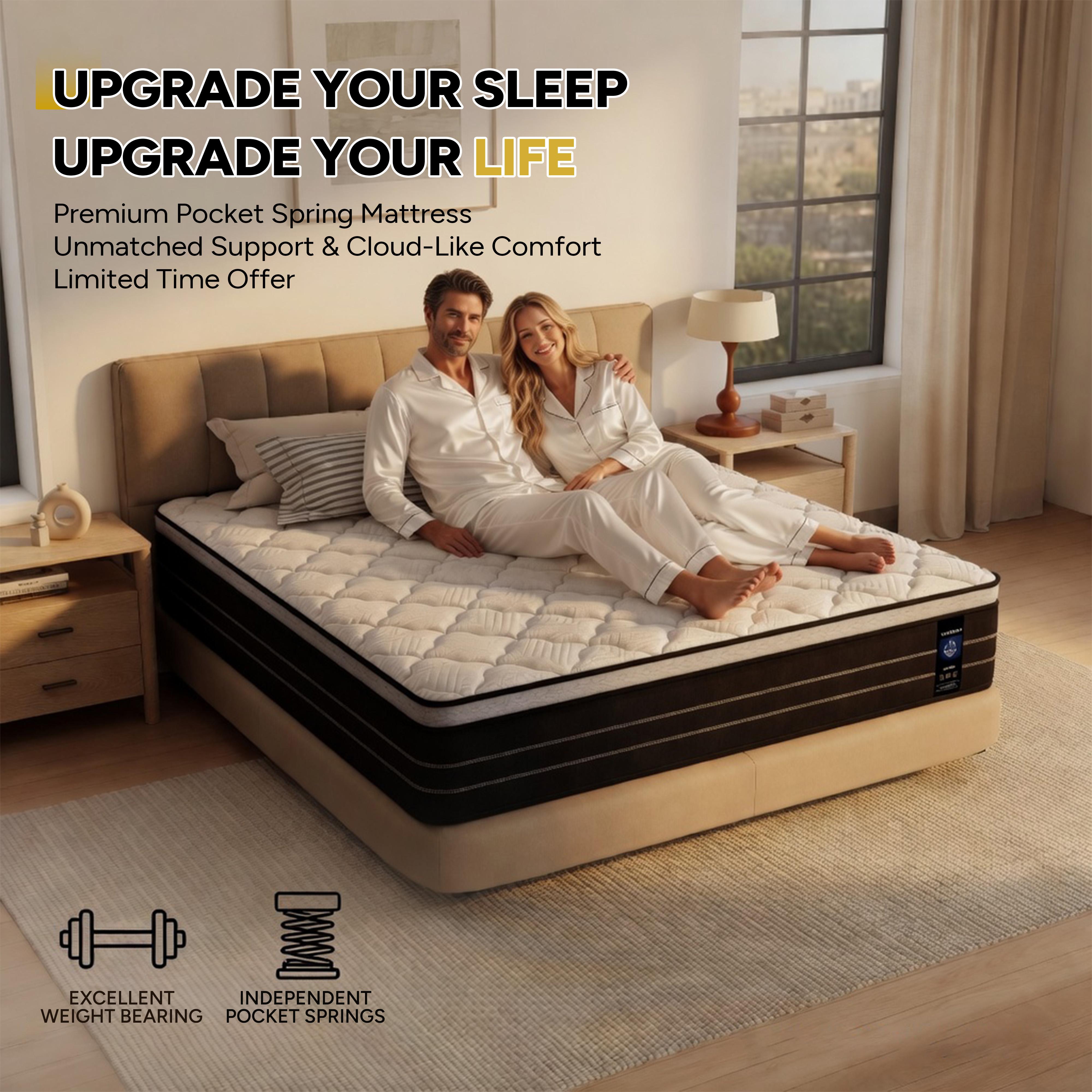 【Summervibes】 Hibrid mattress 12,14 Inch Queen Mattress King, Twin, Full Mattress, Equipped with Individually Wrapped Pocket Springs in a Box.