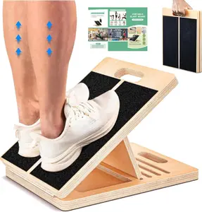 Slant Board for Calf Stretching, Adjustable Portable Wooden Incline Board for Calf Stretcher with Training Poster, 300 Lbs Weight Capacity Calf Stretch Wedge for Leg Exercise, Squat & Physical Therapy