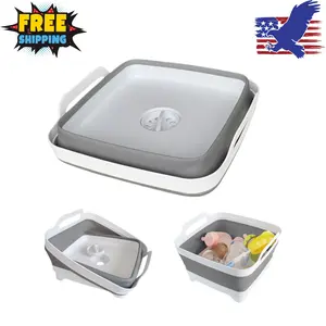 Collapsible Wash Basin with Drain Plug - 2.4 Gallon Foldable Kitchen Sink