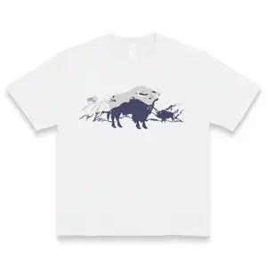 Wild Buffalo Mountain Graphic Tee, Vintage Western Nature Scene T-Shirt with Rustic Adventure Vibes