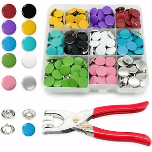 100 Set Metal Snap Fastener Kit 9.5mm Colorful Sewing Snap Buttons with Pliers Press Tool for Fabric, Clothes, Baby Crafts, DIY Sewing Repairs & Handmade Crafting Accessories