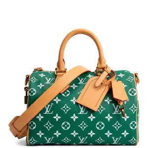 Pre-owned Louis Vuitton Monogram Calfskin Leather Crossbody Bags Runway P9 Speedy 25 Bandouliere Green