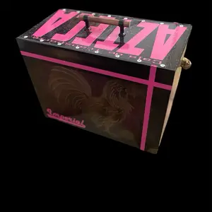 Imperial Azteca Transportadora de Gallitos Miniatura with Pink and Black Design and Gold Accents