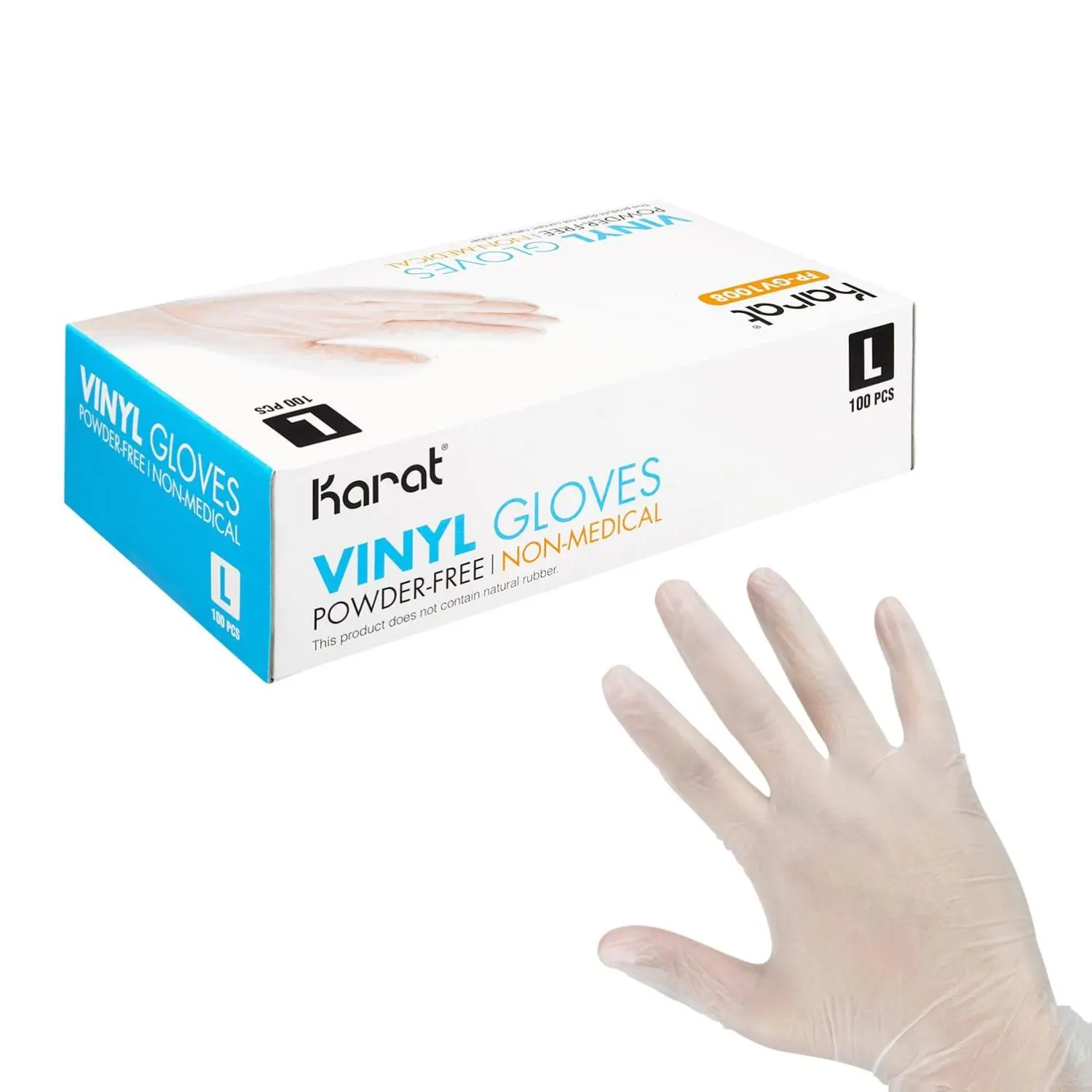 Karat [Large - 1,000 ct] Clear Vinyl Disposable Gloves, Powder-Free, Great Fit, Tear-Resistant for Multi-Purpose (FP-GV1008) Box Cleaning
