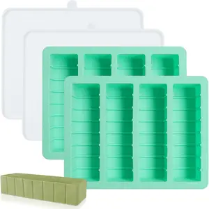 2Pack Non-Stick Silicone Butter Mold Tray with Lid, Fits Standard Butter Stick Size for Homemade Butter, Ideal for Soap Bar, Energy Bar, Cake and Chocolate