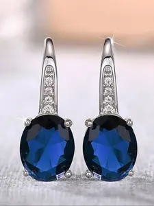 Vintage Sapphire Blue Rhinestone Earrings, Elegant Ladies' Jewelry, Perfect Gift Small Ear Studs, Stylish Accessory for Women, Unique Sparkle