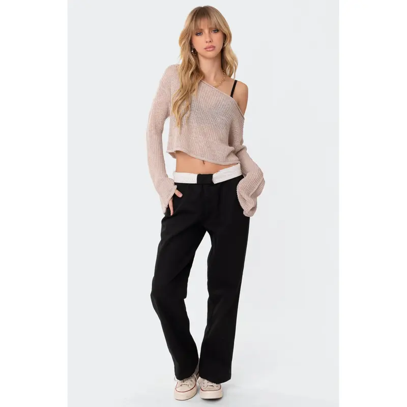 Emmie Off The Shoulder Sheer Knitted Top - TikTok Shop