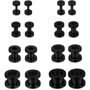 16PCS Screw Ear Tunnels Stretching Kit Stainless Steel Gauge Plugs Expanders Set 14G-00G