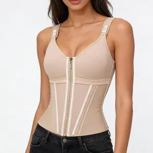 Shapewear Full Body Shapewear Fajacolombiana Postparto Girdle Waist Trainer Adjustable Shoulder Strap Tummy Control Full-Figure faja wear Shaper with Zipper Crotch Compression Shorts corset