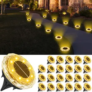 JNOEC Solar Lights Outdoor Waterproof Upgraded Bright LED Solar Garden Pathway Lights Stainless Steel 8 LED Beads IP65 Waterproof for Yard Lawn Walkway Driveway Patio