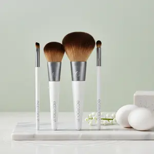 EcoTools On-The-Go Style Makeup Brush Set, 5-Piece Travel-Friendly Kit with Angled Liner, Multi-Tasking Face, Complexion Blending, Micro Crease Brushes & Bag, Vegan & Cruelty-Free, Eco-Friendly Materials