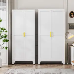 75" Tall Metal Kitchen Pantry Storage Cabinet with 2 Doors & 5 Adjustable Shelves, 32"/36.2" Dual Width Options, Multipurpose Cupboard for Kitchen, Dining Room, Living Room & Bathroom