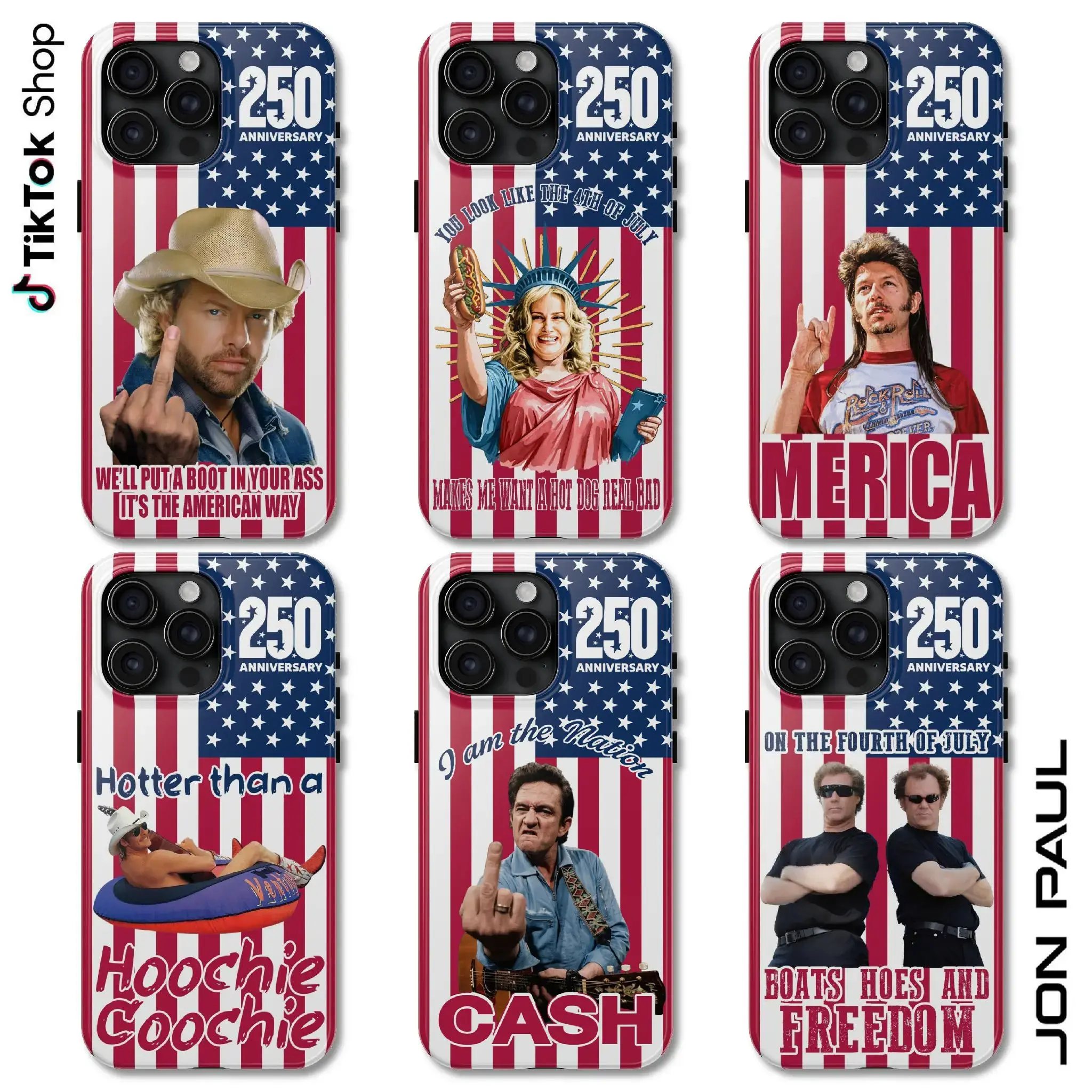 USA Flag 4th Of July 250 Year Anniversary Collection Phone Case, Toby Keith Joe Dirt Hotter Than A Hoochie Coochie, You Look Like the Fourth of July Phone Cover, Boats Hoes And Freedom Spilling The Tea Cash I Am the Nation 17 Air Pro Max	