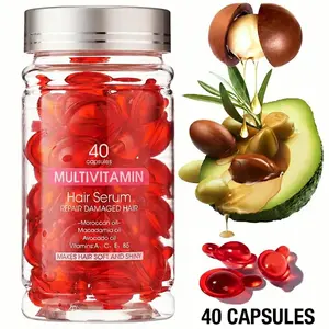 40 Capsules Hair Oil With Argan Avocado & Moroccan Oil Blend - Hair Vitamins A C E Pro B5 - Hair Serum for Frizzy and Damaged Hair ， Nourishing Leave In Conditioner ，Conditioner for Women & Men ， Haircare Shampoo Comfort Cleansing