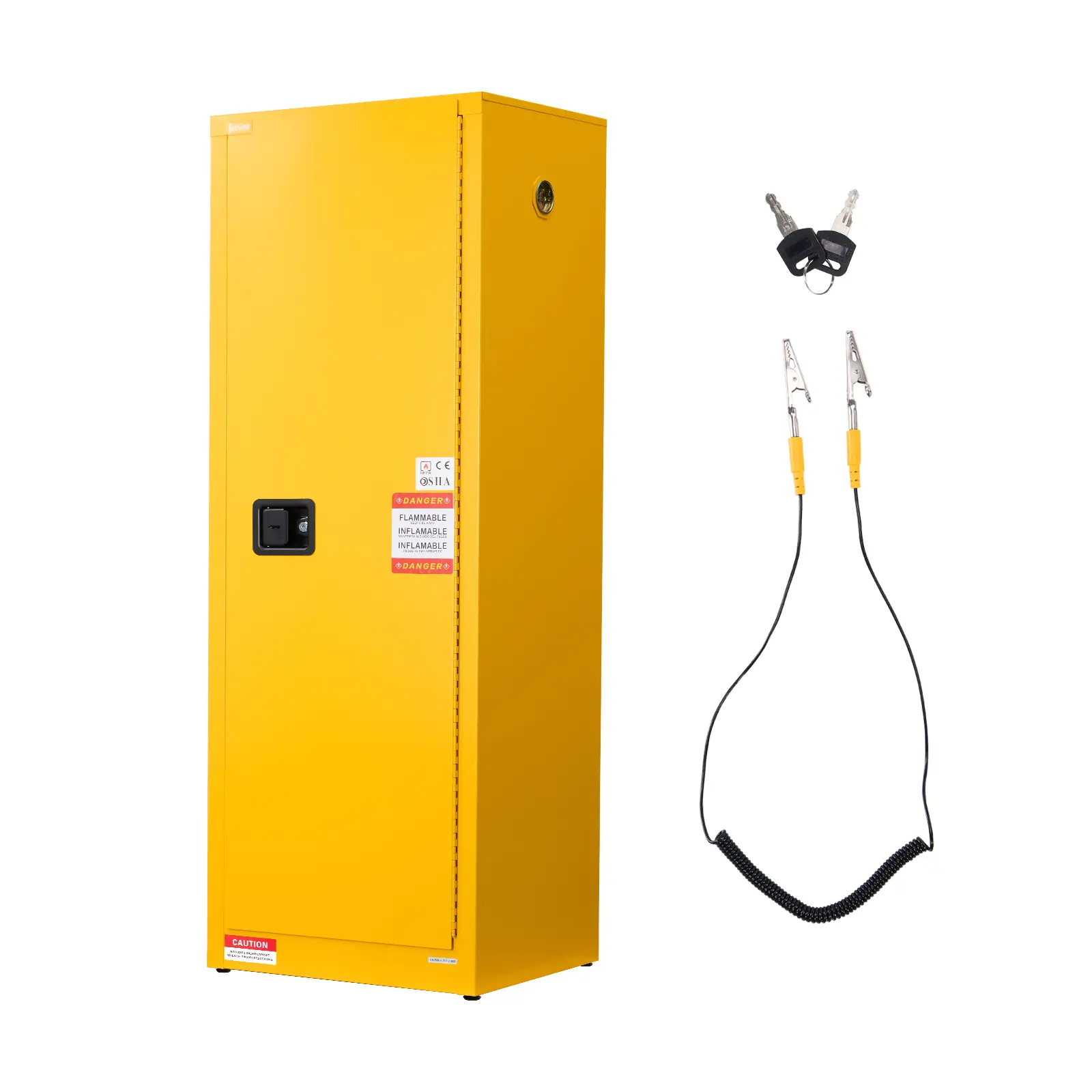 【summerfinds】VEVOR Flammable Cabinet, 23.2 x 18.1 x 65.0 inch, 23 Gallon Flammable Storage Cabinet with Adjustable Shelf, Cold-Rolled and Galvanized Steel Fire Cabinets, for Commercial Industrial Home Use, Yellow