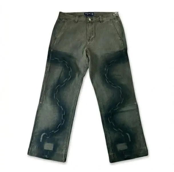 Premium Handmade Oil-Wash Denim – Wildgeese Custom Industrial Grunge Pants – Unique Streetwear Fashion Artisan Denim Wear (NWT)