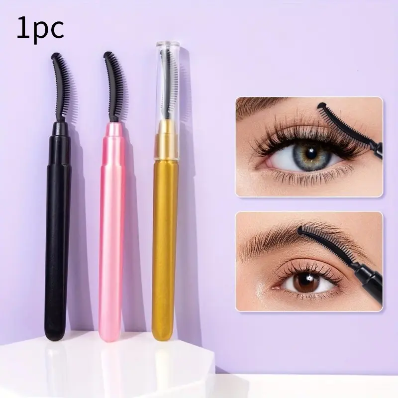 Portable Soft Silicone Eyelash Brushes with Dustproof Cover, Makeup Brush Tool for Daily Mascara Application, Eyelash Grooming Separator Comb