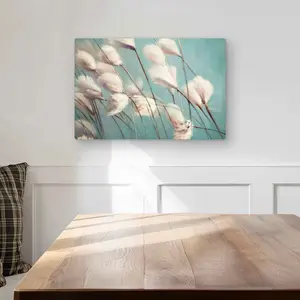 Begin Home Decor C1MP1218D6UIJ0 12 x 18 in. Cotton Grass Flowers in the Wind Wall Art - Floral Metal Print Decor