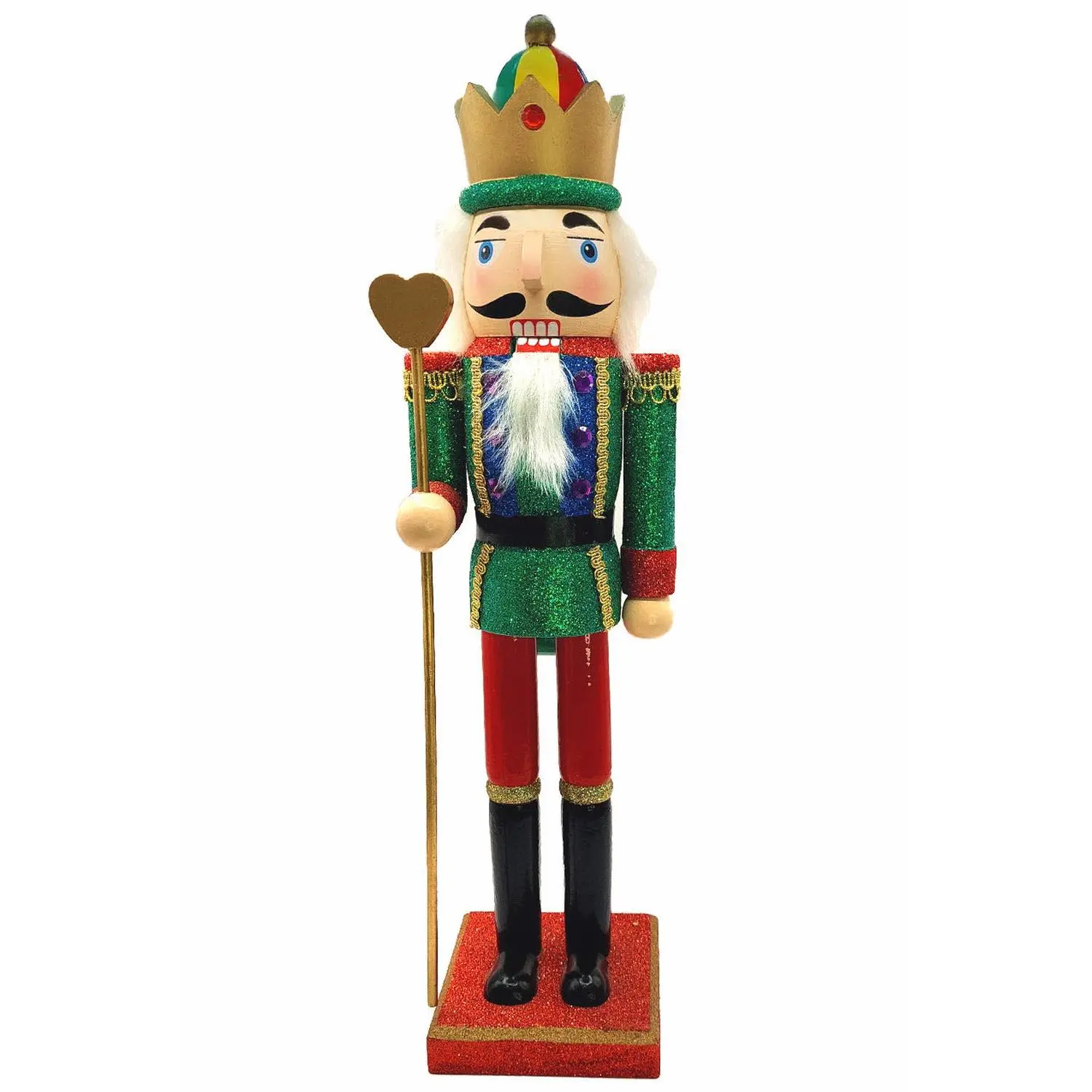 Wooden King Nutcracker with Scepter Wizardi F07M6-10 red stand