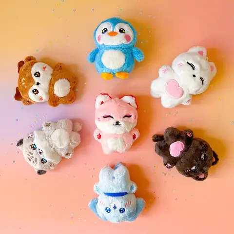 Animal Bias Plush Keychain