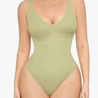 Green-Deep V-Wide Strap-Thong Shaperwear