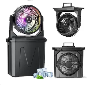 Multifunctional Camping Misting Fan Portable 20000mAh Rechargeable Summer Spray Fan with LED Light for Fishing Patio BBQ RV Travel Cooling Beach Fans