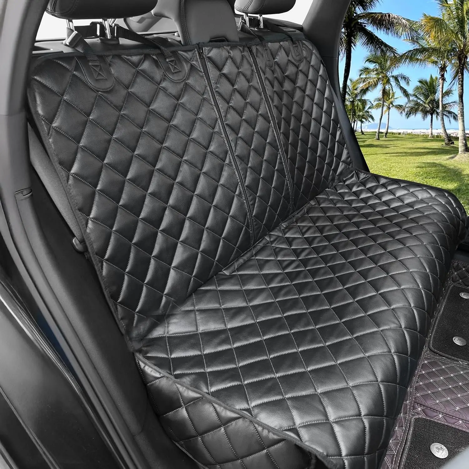 Dog Car Seat Cover, Waterproof Seat Covers, Rear Seat Cover, Waterproof Backseat Protector, PU Leather Non-Slip Long Chair, Universal Fit for Most Vehicles, Suvs, Small Trucks