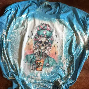 Nurse Skellie Bleached or Ash Grey Shirt - Nurse Shirt - CK’s Boutique and Designs - Gildan