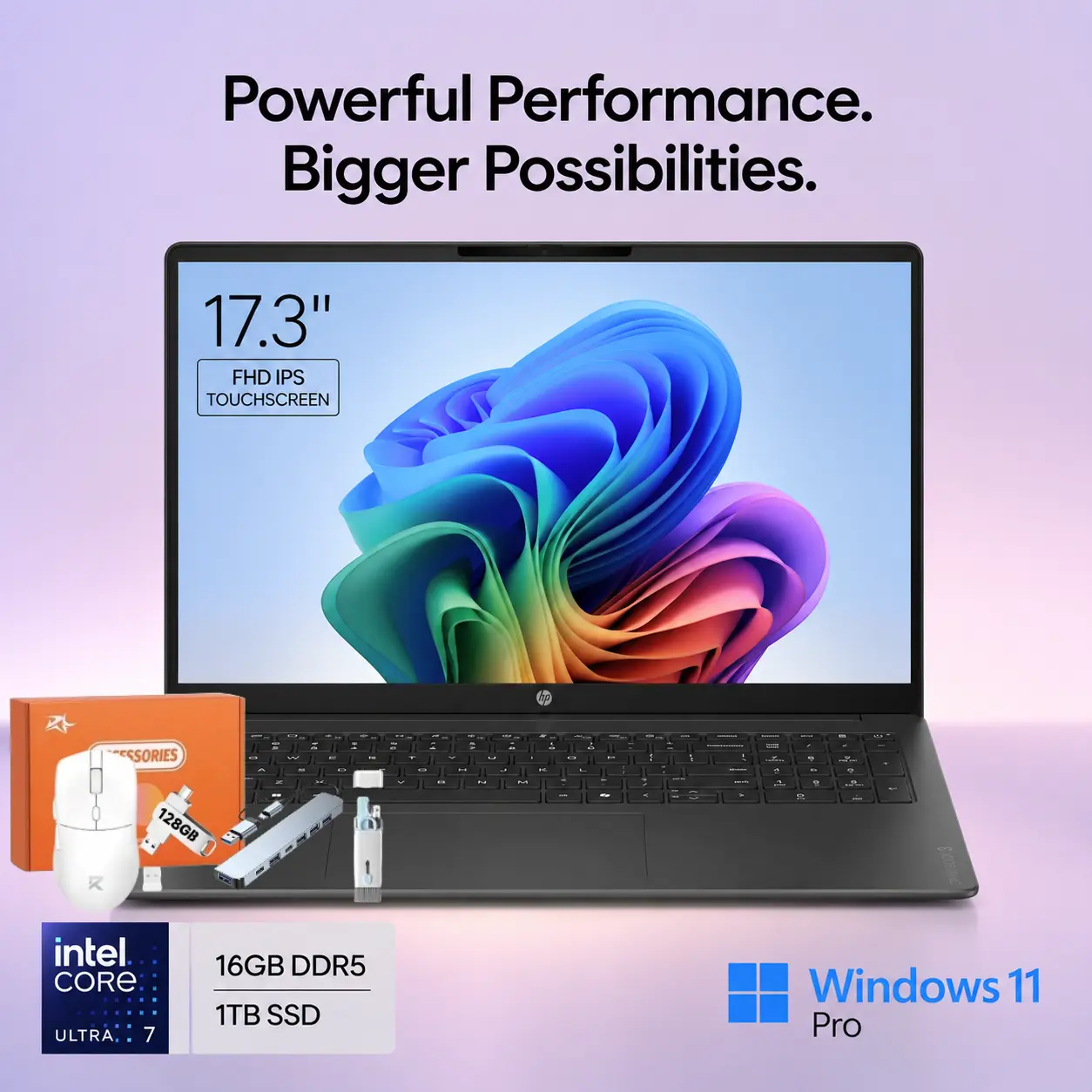HP OmniBook 3 Business Laptop, 2026 Edition, 17.3" FHD IPS Micro-Edge Display, Intel Core Ultra 7 355, 16GB DDR5 RAM, 512GB PCIe SSD, Backlit Keyboard, Wi-Fi 7, Thin & Lightweight, Windows 11