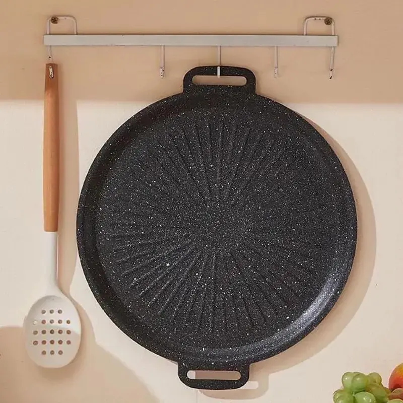 34cm Rice Stone Grill Plate, Sun Plate, Korean BBQ Plate, Pan, Suitable for Gas Stoves & Induction Cookers, Non-Stick, Outdoor Barbecue Essential Tool, Cookware