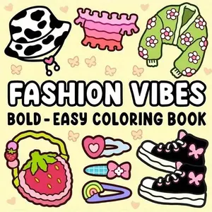 1pc FASHION VIBES coloring book For Adults And Kids,Simple And Big Designs For Relaxat colouring books,Toys suitable for boys and girls, zero foundation drawing to relieve stress coloring book，Christmas gift，Halloween Gift，Back to school gifts