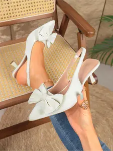 Bow Pointed Toe High Heel Sandals, Backless Thin Heel Slippers, Women Summer Gentle Commuter Shoes, Elegant Office Footwear, Bow Decorated Sandals
