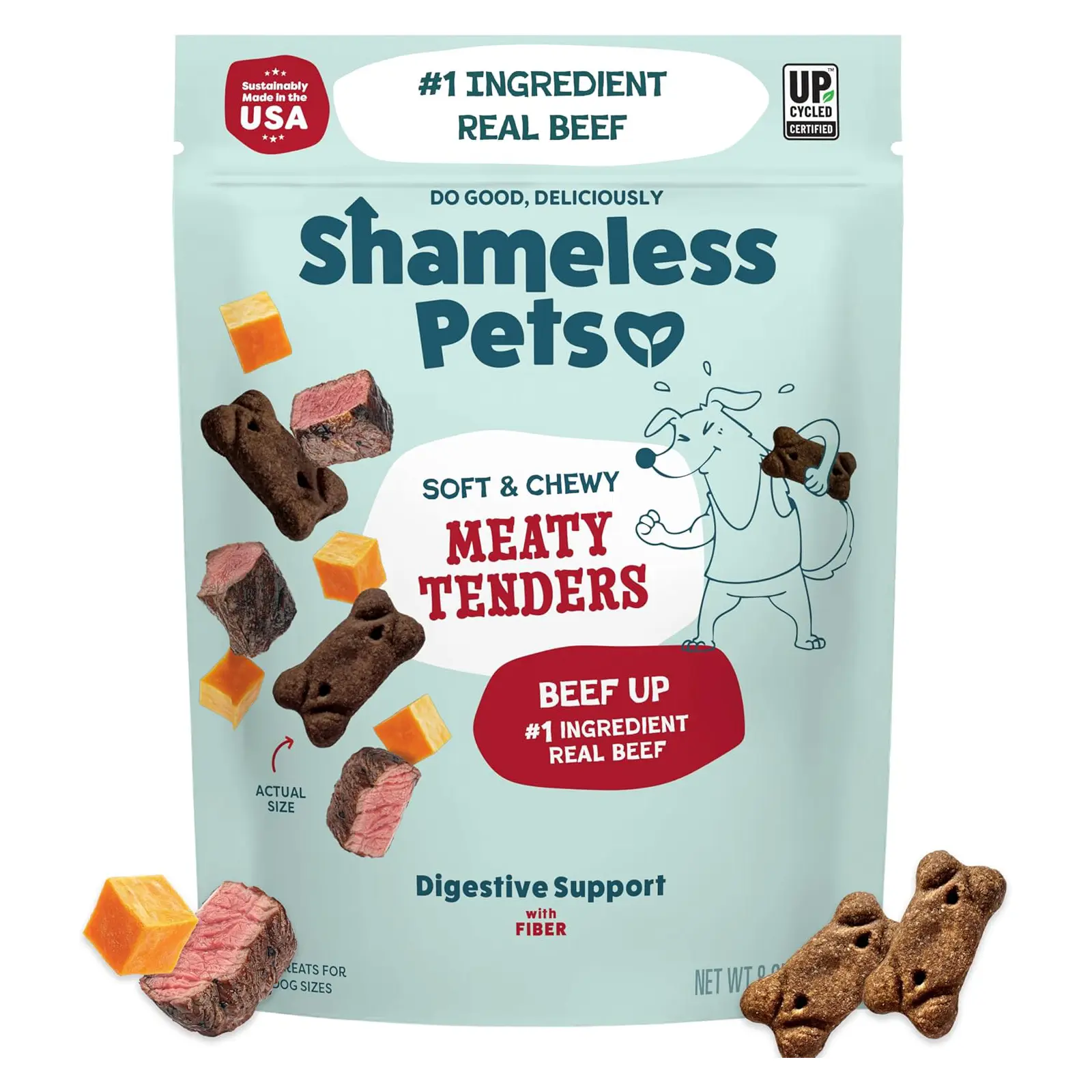 Shameless Pets Soft Dog Treats – Beef Up Meaty Tenders, Soft & Chewy Treats for Dogs, Real Beef 1st Ingredient, Grain Free, Healthy Treats for Small, Medium & Large Dogs, 8oz