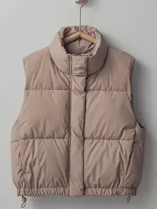 Taupe Adjustable Puffer Vest