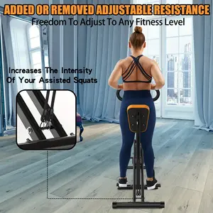 Squat Machine For Home, Assist Trainer For Glutes Workout Foldable With Resistance Bands, For Botty Glutes Butt Thighs, Ab Back/Leg Press Hip Thrust For Home Gym Fitness-Black