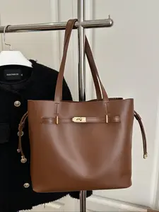 Fashion Tote Bag, Vintage Shoulder Bag, Multi-Functional Drawstring Design, Large Capacity Commuter Travel Bag for Women