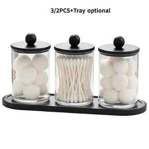 Cotton Swab Storage Box Set, Multi Compartment Organiser, Floss Picks Holder, Makeup Cotton Pad Organizer, Portable Round Cup Combination Kit