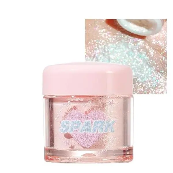 White Glitter Eyeshadow Loose Powder, Bling Under Eye Shadow, Korean Makeup | Crystals Eye Face Glitter Eye Shadow, ,Long Lasting Pigmented Loose Glitter, Sparkle Shimmer Highlighter Makeup#38
