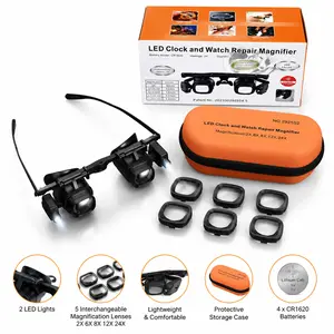 24x head-mounted magnifying glass with LED light, hands-free magnifier, suitable for watch repair, jewelry, and electronic products
