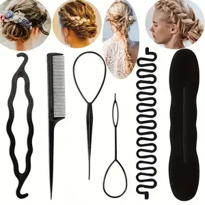 6pcs Curly Hair Styler Hair Braiding Tools Set for Women's Daily Styling Accessories
